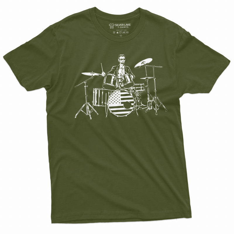 Drummer T-shirt Abraham Lincoln drumming music band Tee 4th of July Patriotic USA shirt