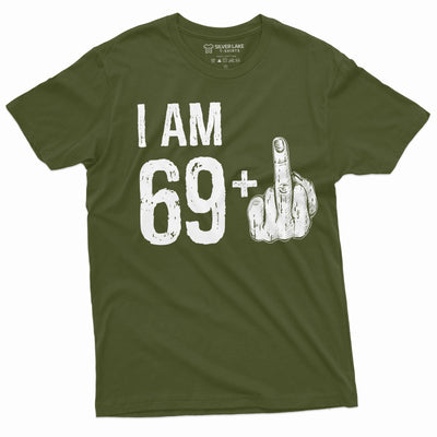 Men's 70th Birthday T-shirt Papa Grandpa Dad 69+ middle finger offensive adult humor tee shirt