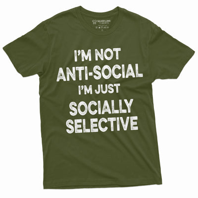 Men's Funny Anti-Social T-shirt Socially Selective Introvert antisocial Person Tee Shirt