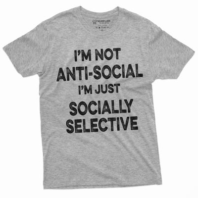 Men's Funny Anti-Social T-shirt Socially Selective Introvert antisocial Person Tee Shirt