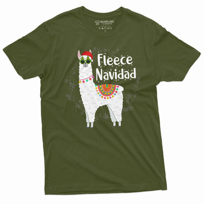 Men's Fleece Navidad T-shirt Funny Feliz Navidad Merry Christmas Lamma T-shirt Christmas Funny gift