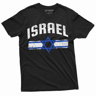 Men's Israel T-shirt Israeli Flag Coat of Arms Tee Shirt ישראל Star of David Patriotic Heritage Tee Shirt