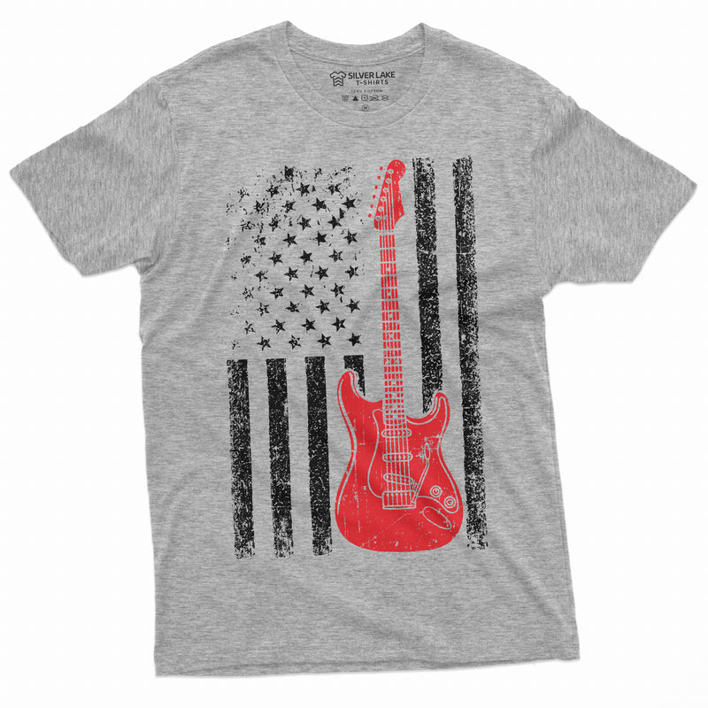 guitar usa flag t-shirt country music band gifts guitarists 4th of july american patriotic tee