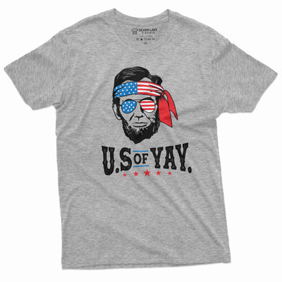 Men's 4th of July Abraham Lincoln T-shirt Patriotic U.S of YAY USA flag cool independence day shirt