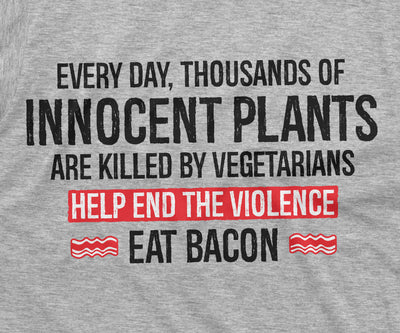 Men's Funny Eat Bacon Anti Vegan Veganism Tee Shirt BBQ Grilling Steak Tee