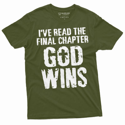 Men's Jesus Christ T-shirt Bible Verse Church Religion Christian Tee Christmas Gift God Wins shirt