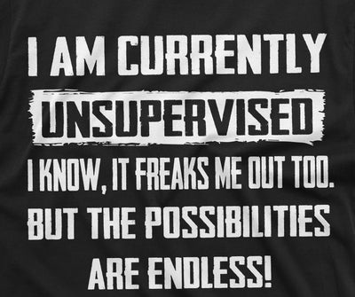 Men's Funny T-shirt I am currently Unsupervised T-shirt Hilarious Funny Saying Tee For Him