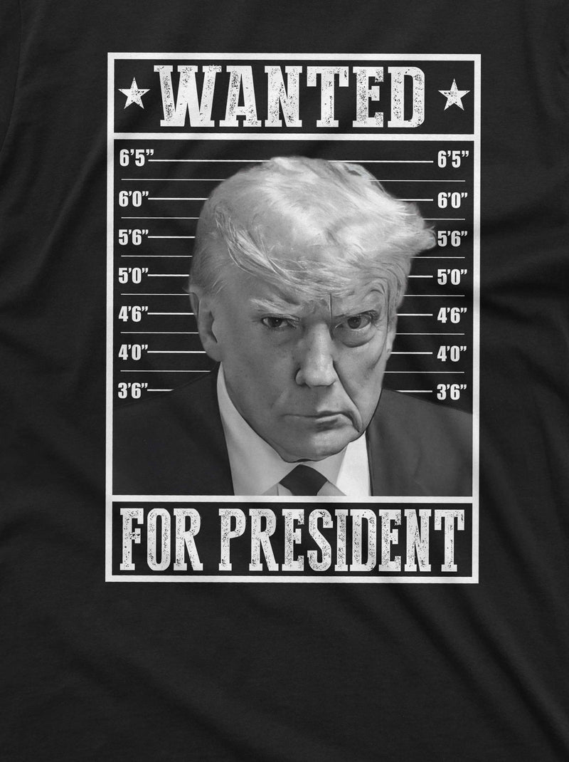 Trump T-shirt Wanted for President rea Mugshot DJT Tee shirt Republican party politics election tee