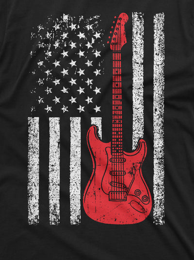 guitar usa flag t-shirt country music band gifts guitarists 4th of july american patriotic tee