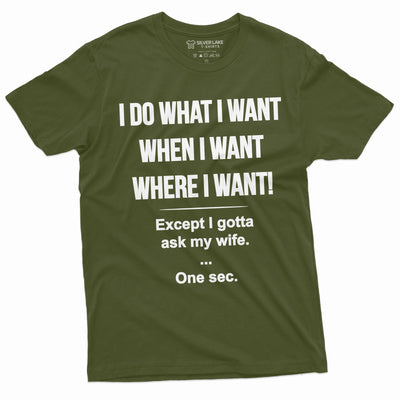 Men's Funny shirt let me ask my wife Husband gift T-shirt Father's day Christmas Birthday gift