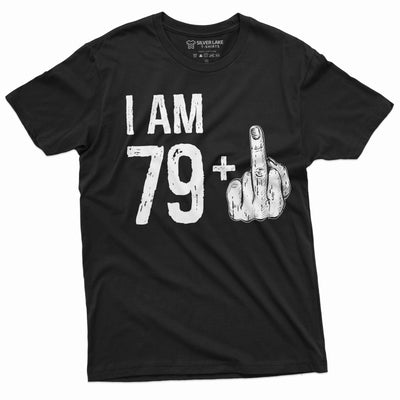 Men's 80th Birthday T-shirt Papa Grandpa Dad 79+ middle finger offensive adult humor tee shirt