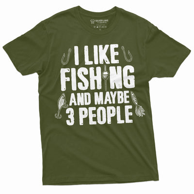 Men's I like fishing and maybe 3 people T-shirt grandpa dad fishing tee shirt funny fisherman tee