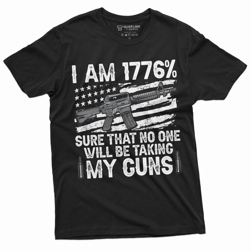 Mens 1776 Shirt Pro Gun 2nd Second Amendment T-Shirt USA Flag T-Shirt Patriotic Tee 4th of July Tee