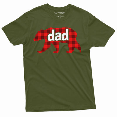 Men's Father Dad T-shirt | Bear with Pijama Stripe Papa Tee Shirt | Father's day Christmas Gift