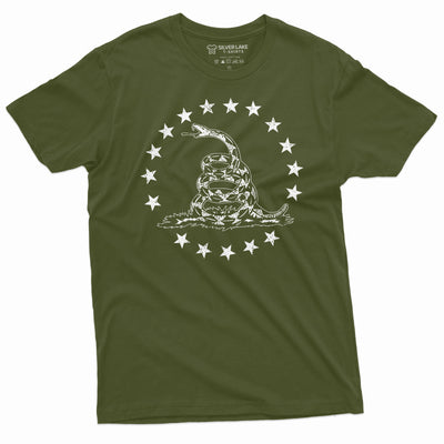 Men's USA Patriotic T-shirt 4th of July Independence day American flag shirt 1776 rattlesnake shirt