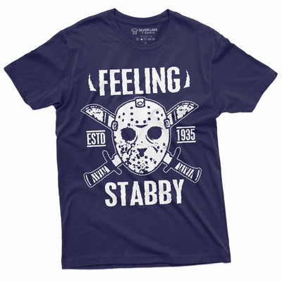 Men's Funny Jason Feeling Stabby Tee shirt Horror movie Halloween Tshirt costume party Tee Shirt