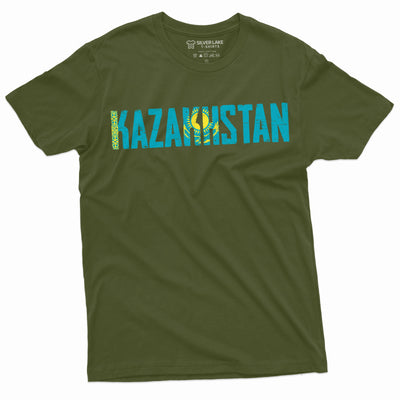 Men's Kazakhstan T-shirt Kazakhstani flag coat of arms country nation tee shirt Kazakh mens tee
