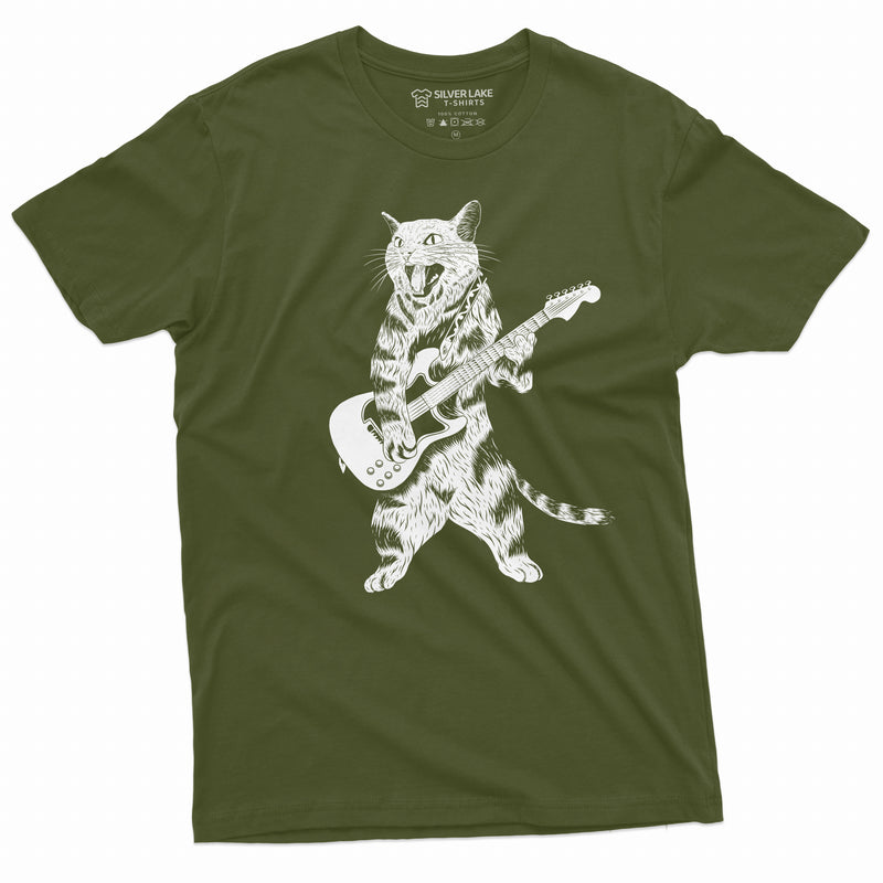 Cat Guitarist Rock Music Tee band jazz country Guitar T-Shirt funny musical Pet tshirt