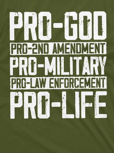 Men's Pro Gon Pro 2nd amendment T-shirt constitution tee shirt army green patriotic USA tee shirt