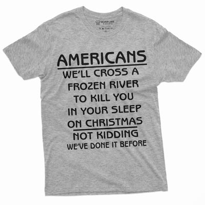 men's fourth of july independence day t-shirt americans crossing frozen lake Washington tee shirt