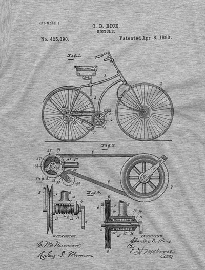 Mens Bicycle Patent 1860 T-shirt Bike History Tee shirt Riding Rider Birthday Gift invention Tee Shirt For him her