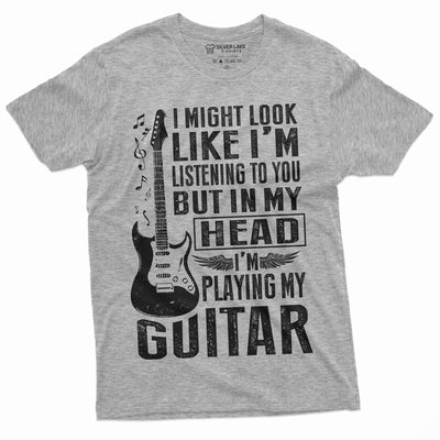 Mens Funny Music Musician Guitarist T-Shirt | in My Head I am Playing My Guitar tee Shirt Birthday Gift Tee-Shirt