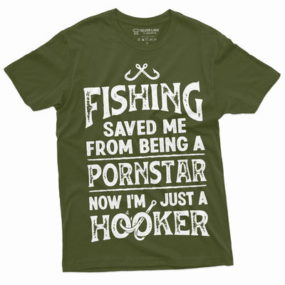 Fishing American Flag Men's T-shirt USA Fishermen Pole Rod Hook
