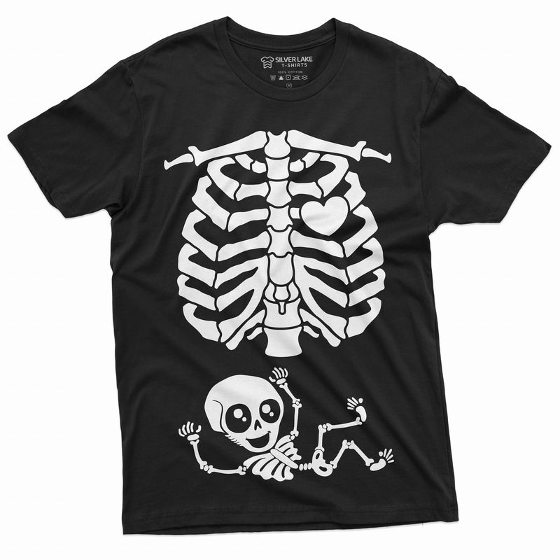Couple Skeleton T-shirts | Mens Skeleton Burger Fried Food Tee Shirt Womens non-maternity X-ray Ribcage Baby Girl Boy Tee Shirt