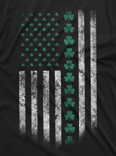 St. Patrick's Day American Irish Flag Clover Shamrock Mens T-shirt Saint Paddy's Day Irish holiday USA Ireland Flag Party Teeshirt