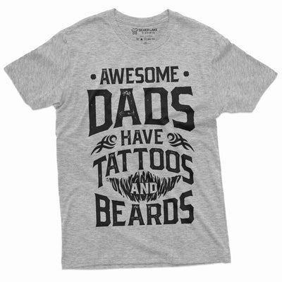 Mens Beard and Tattoo Birthday Gift Fathers Day Shirt Awesome Dad T-shirt Tees