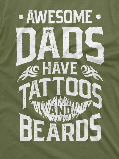 Mens Beard and Tattoo Birthday Gift Fathers Day Shirt Awesome Dad T-shirt Tees