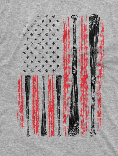 Men's Baseball USA Flag T-shirt Bat Flag American Sports Shirt For Him