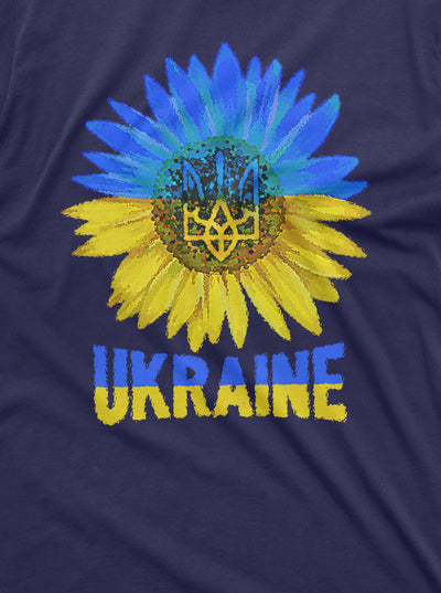 Men's Sunflower Ukraine Support T-shirt Ukraine Logo Trident Blue and Yellow Color Graphic T-shirt Unisex Mens Womens Tshirt