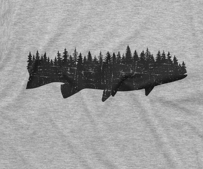 Men's Flora Fauna Fishing Forest T-shirt Nature Tee Shirt Cool Birthday Gift Idea For Man