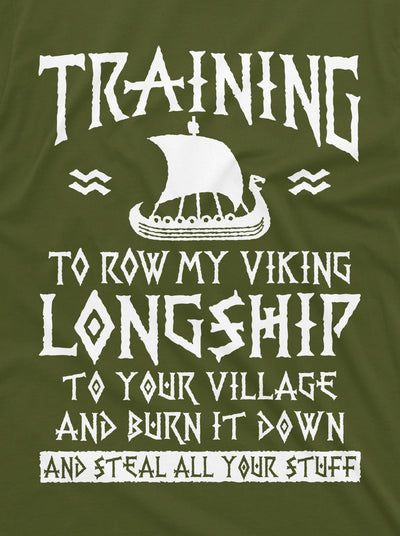 Men's Funny Viking Training T-shirt Nordic Norse Longship Mens Humor Viking Heritage Tee Shirt