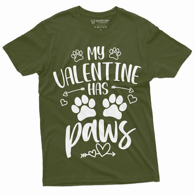 My Valentine Has Paws Dog Cat Person T-shirt Pet Lover Valentine's Gift Tee Shirt