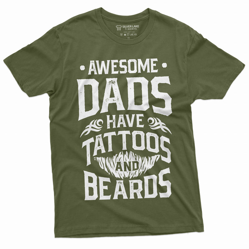 Mens Beard and Tattoo Birthday Gift Fathers Day Shirt Awesome Dad T-shirt Tees