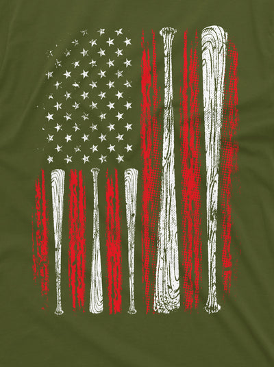 Men's Baseball USA Flag T-shirt Bat Flag American Sports Shirt For Him