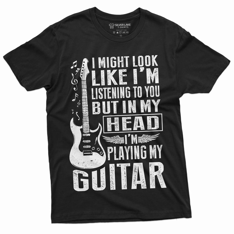 Mens Funny Music Musician Guitarist T-Shirt | in My Head I am Playing My Guitar tee Shirt Birthday Gift Tee-Shirt