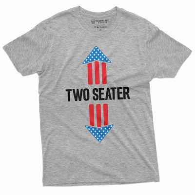 Men's Funny Two-Seater T-shirt 4th of July US Flag Birthday Gift Two Seater Humor Shirt for him