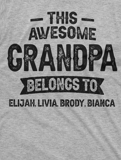 Men's Grandpa T-shirt Grandfather Custom Grandkids Names Customizable Personalized Shirt for Him Papa Birthday gift