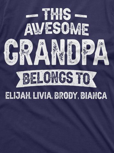 Men's Grandpa T-shirt Grandfather Custom Grandkids Names Customizable Personalized Shirt for Him Papa Birthday gift