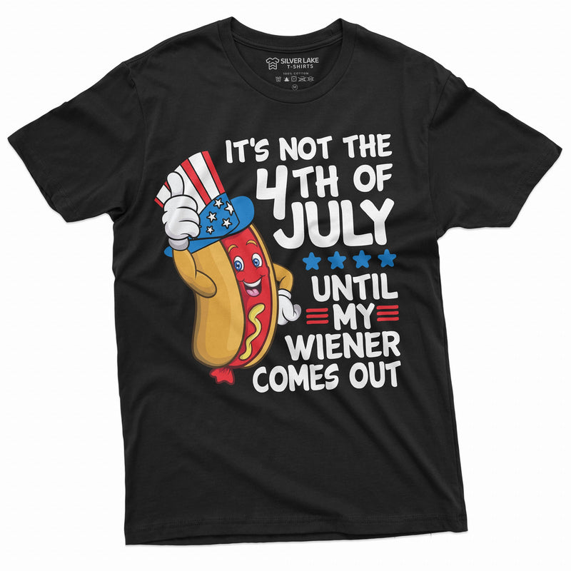 4th of July Funny Wiener T-shirt Partying Grilling Fourth Humor Gift Shirt hot dog bbq Mens offensive  Tee Shirt