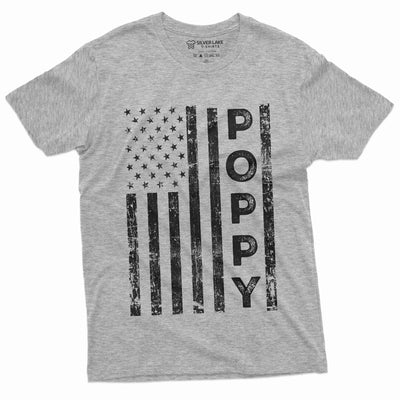 Men's Poppy USA Flag T-shirt Papa Dad Grandpa Father's Day Birthday Patriotic USA Grandfather Daddy Shirt