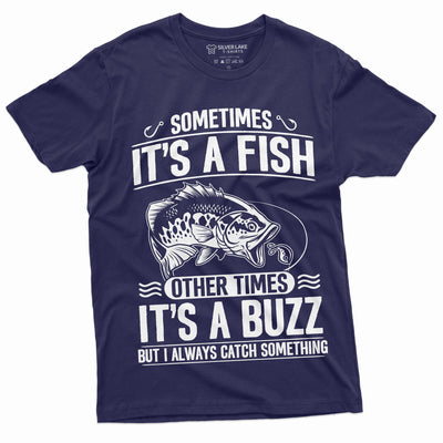 Men's Fishing Humor Tee | Fish Buzz Graphic T-shirt | Fishing Dad Tee | Fishing Hobby Guys Tee | Camo Fisherman shirt