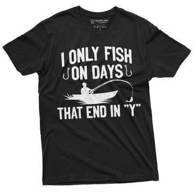 Men's Funny Fishing Shirt I only Fish Humor Tee Fathers day Birthday Gift Mans Guys Fisherman Nature Camping Tee