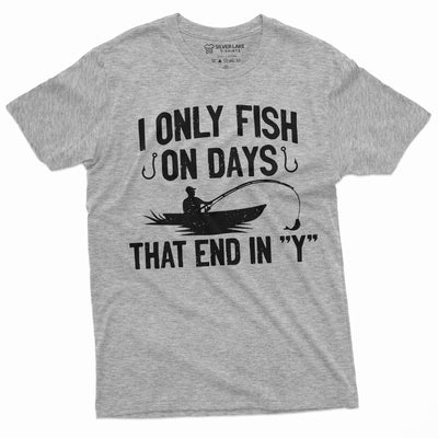 Men's Funny Fishing Shirt I only Fish Humor Tee Fathers day Birthday Gift Mans Guys Fisherman Nature Camping Tee