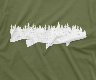 Men's Flora Fauna Fishing Forest T-shirt Nature Tee Shirt Cool Birthday Gift Idea For Man