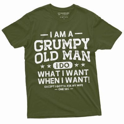 Men's Grumpy old Man Ask my wife Funny T-shirt Gift for papa Grandpa Shirt Grandfather Tee Shirt Fathers day Birthday Tee for Man