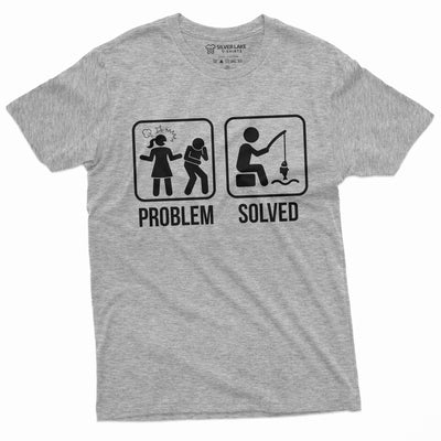 Mens funny Problem Solved Fishing T-shirt Fisherman Gifts Hobby Anniversary Birthday Gift Tee